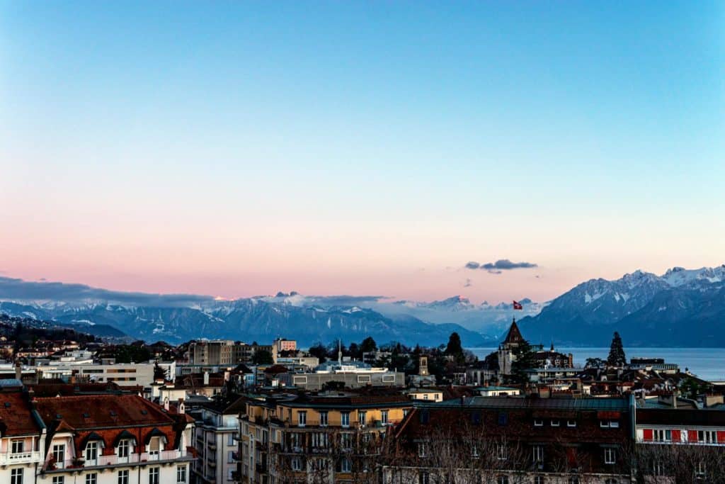 Aerial View of City of Lausanne, Switzerland
